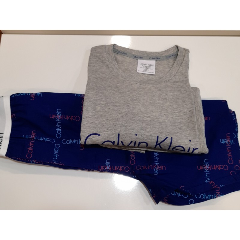 PYJASHORT CALVIN KLEIN  LOGO BLEU ,BAS TISSUS 